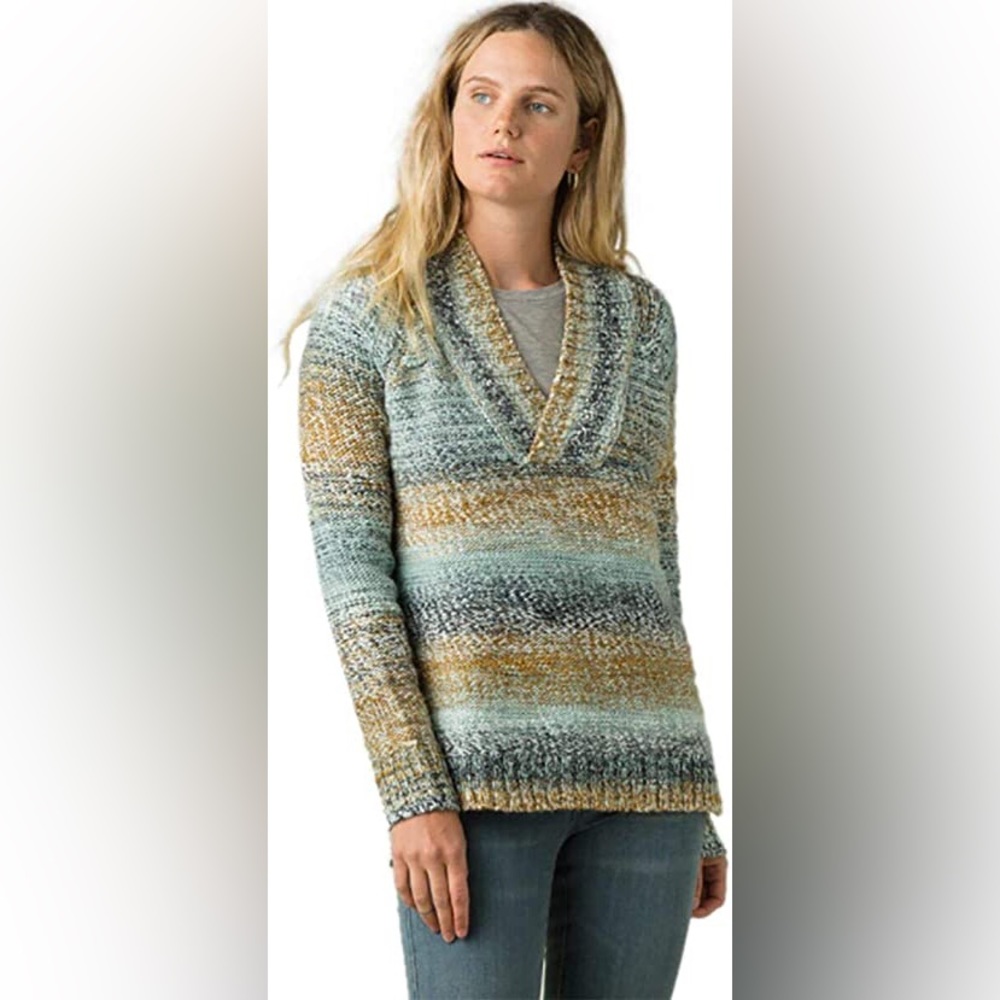 EUC Prana Striped, V neck Tunic Sweater size Medium